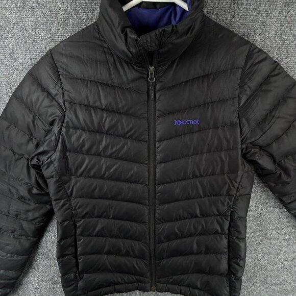 Marmot 700 Fill Black Down Jacket Full Zip Quilted Small Pockets Women Winter - Picture 1 of 16